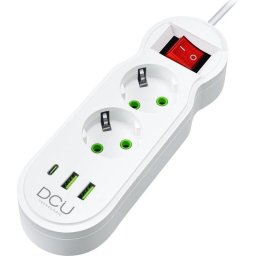 Regleta DCU Advance Tecnologic 37400102 2T 2xUSB-A 1xUSB-C 2m 2500W Blanca Protección Infantil