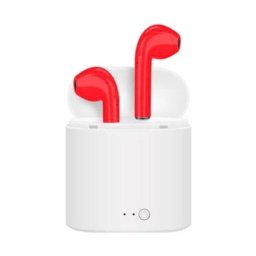 Auriculares Generica I7 inalámbricos Bluetooth 4.2 deportivos con reducción de ruido y micrófono rojos