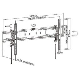 Fersay Soporte TV Pared 43 a 90" VESA 200x200 a 800x400 Máx 75Kg