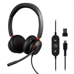 Auriculares TnB ACTIV 400S con cable USB-A y USB-C para Teams, negros