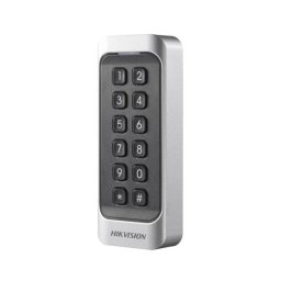 Lector de control de acceso Hikvision DS-K1107AEK plateado, teclado y RFID