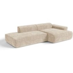 Premium Interiors Sofá esquinero derecho de terciopelo tramado crema