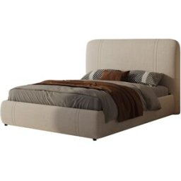 Concept Usine Cama con caja de almacenamiento de 160x200cm en terciopelo beis