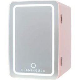 Flamingueo Mini nevera cosméticos 6,5L con espejo y led 12v/220v rosa