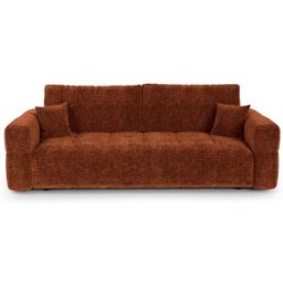 Premium Interiors Sofá cama de tejido tramado tacto suave terracota