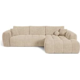 Premium Interiors Sofá cama esquinero derecho de tejido tramado beige