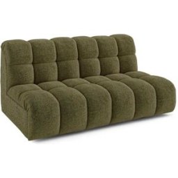 Premium Interiors Sofá de 2 plazas de tejido bouclé verde oliva