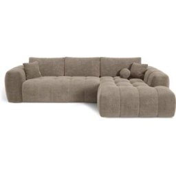 Premium Interiors Sofá cama esquinero derecho de tejido tramado topo