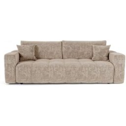 Premium Interiors Sofá cama de terciopelo gofrado beige