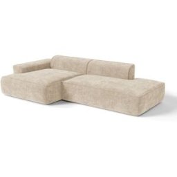 Premium Interiors Sofá esquinero izquierdo de terciopelo tramado crema