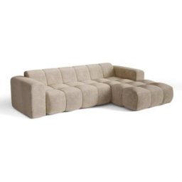 Premium Interiors Sofá esquinero derecho de terciopelo gofrado beige