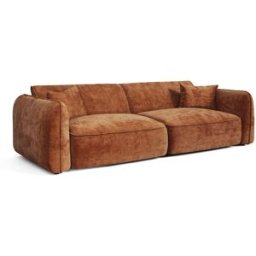 Premium Interiors Sofá de terciopelo gofrado terracota
