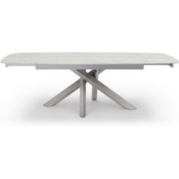 Premium Interiors Mesa de comedor extensible de cerámica travertino
