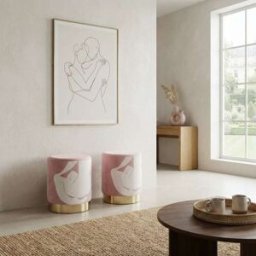 NIYLO Conjunto de 2 reposapiés de poliéster rosa palo 30x30x38 cm