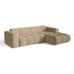 Premium Interiors Sofá esquinero derecho de tejido bouclé topo