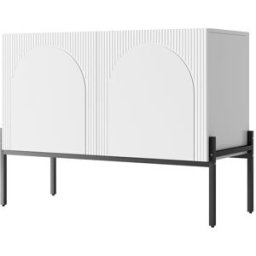 Urban Meuble Aparador blanco diseño arqueado texturizado 2 puertas 100x40x75cm