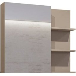 Petits meubles Armario de pared 1 puerta espejo paneles laminados topo