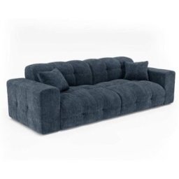 Premium Interiors Sofá de terciopelo gofrado azul mineral