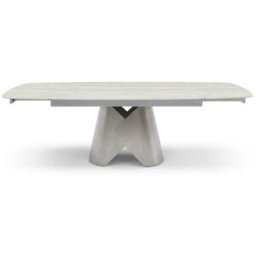 Premium Interiors Mesa de comedor extensible de cerámica travertino