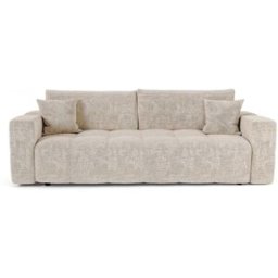 Premium Interiors Sofá cama de terciopelo gofrado crema