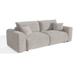 Premium Interiors Sofá cama de tejido bouclé gris claro