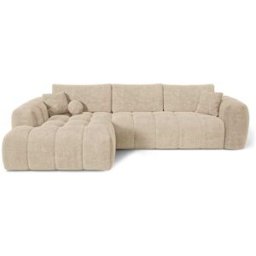 Premium Interiors Sofá cama esquinero izquierdo de tejido tramado beige