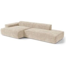 Premium Interiors Sofá esquinero izquierdo de terciopelo tramado crema