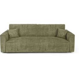 Premium Interiors Sofá cama de terciopelo canalé verde oliva