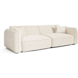 Premium Interiors Sofá de terciopelo gofrado crema