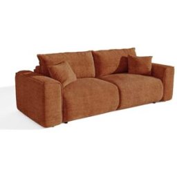 Premium Interiors Sofá cama de tejido tramado tacto suave terracota
