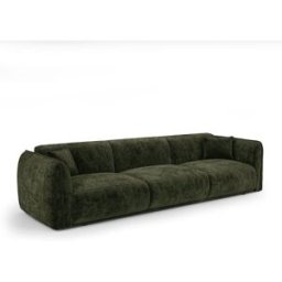 Premium Interiors Sofá de terciopelo estampado verde caqui