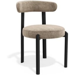Premium Interiors Juego de 2 sillas de tejido tramado tacto suave topo