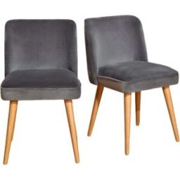 Robin des Bois Juego de 2 sillas de madera certificada fsc@ y terciopelo. Gris loup