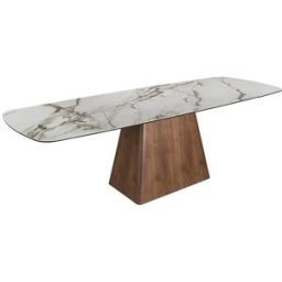 Angel Cerda Mesa comedor extensible rectangular mármol porcelánico y nogal