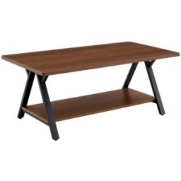 OKWISH Mesa de centro nogal de mdf con almacenaje 110x57x44,5 cm