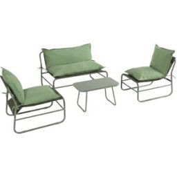 Mobili Rebecca Salón de jardín exterior para 4 personas metal y poliéster verde