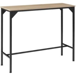 Tectake Mesa alta rectangular, madera y acero, 120x40x100,5cm, madera clara