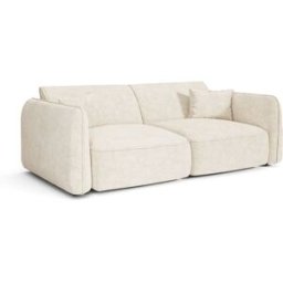 Premium Interiors Sofá de terciopelo gofrado crema