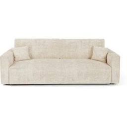 Premium Interiors Sofá cama de terciopelo canalé beige