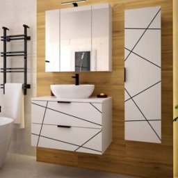 Petits meubles Conjunto de muebles con lavabo paneles de melamina y mdf blanco