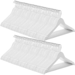 SONGMICS 100 perchas de madera maciza con muescas de color blanco