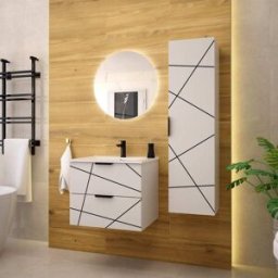Petits meubles Conjunto de muebles con lavabo paneles de melamina y mdf blanco