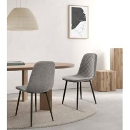 Home Heavenly Pack 4 sillas tapizadas en tela gris patas color negro