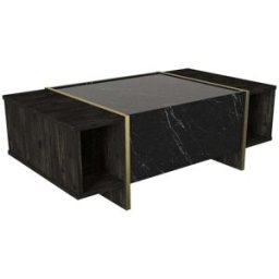 Dmora Mesa de café efecto madera oro negro 104x60 h37 cm
