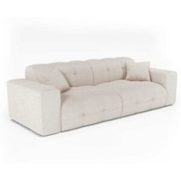 Premium Interiors Sofá de tejido bouclé crema
