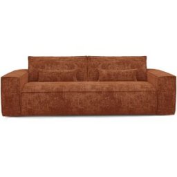 Premium Interiors Sofá cama de terciopelo gofrado terracota
