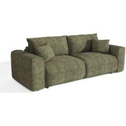 Premium Interiors Sofá cama de terciopelo canalé verde oliva