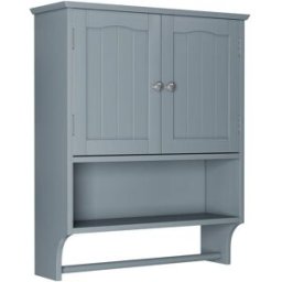 Urban Meuble Armario baño pared gris, incluye toallero y estante ajustable