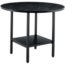 MODFU Mesa de comedor redonda con estante 100x77 cm negro