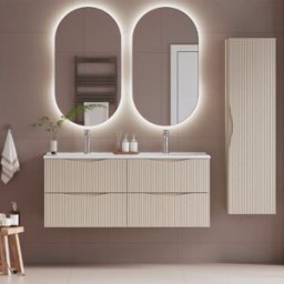 Petits meubles Conjunto mueble lavabo doble paneles de melamina y mdf cachemira